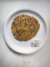 Aloo garlic roll with boondi raita