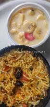 Aloo Soya Biryani + Custard