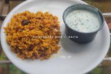 Puliyogare + Raita