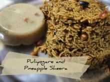 Puliyogare + Pineapple sheera