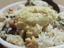 Coconut Rice + garlic chutney